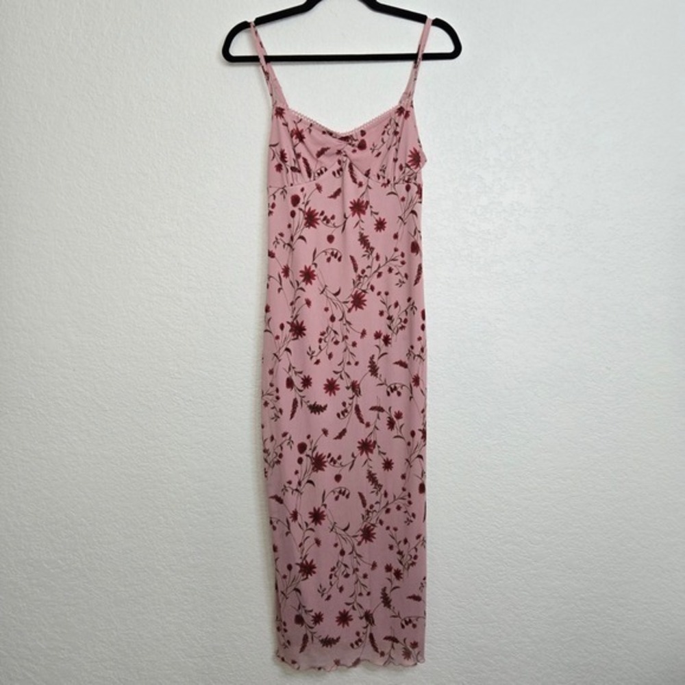 Thirty/Thirty LA L Y2K Floral Pink‎ Midi Dress Babydoll Summer Cottagecore Party